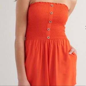 GARAGE SMOCKED BUTTON FRONT ROMPER